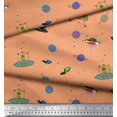 thumbnail image 2 of Soimoi Polyester Crepe Fabric Planet,Animal & Spaceship Cartoon Print Fabric by The Yard 42 Inch Wide, 2 of 3