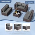 thumbnail image 3 of Kullavik Outdoor Furniture Set 7PCS Patio Furniture for Backyard Wicker Sectional Sofa Set 6 Seats, PE Rattan Outdoor Conversation Set with Thickened Cushions and Glass Coffee Table, Grey, 3 of 6