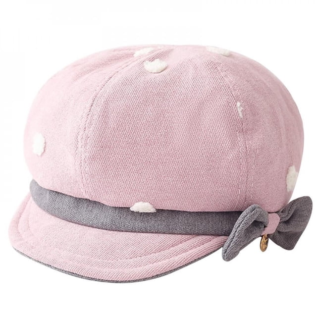 Grande Clairance! Enfants Dot Pattern Classique Enfants Bérets Mode Rétro Style Bébé Cap Bambin Fille Automne Bowknot Bérets Chapeau Rose