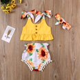 thumbnail image 2 of Infant Baby Girls Clothes Set Ruffle Crop Seeveless Tops +Sunflower Shorts +Headband Summer, 2 of 10