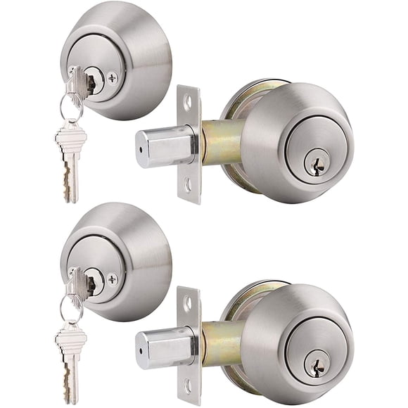 EcoNesxp Keyed double cylinder latch door lock satin nickel keyed double sided door lock for interior and exterior doors 2 pack nickel keyed double cylinder latch door lock satin nickel keyed double