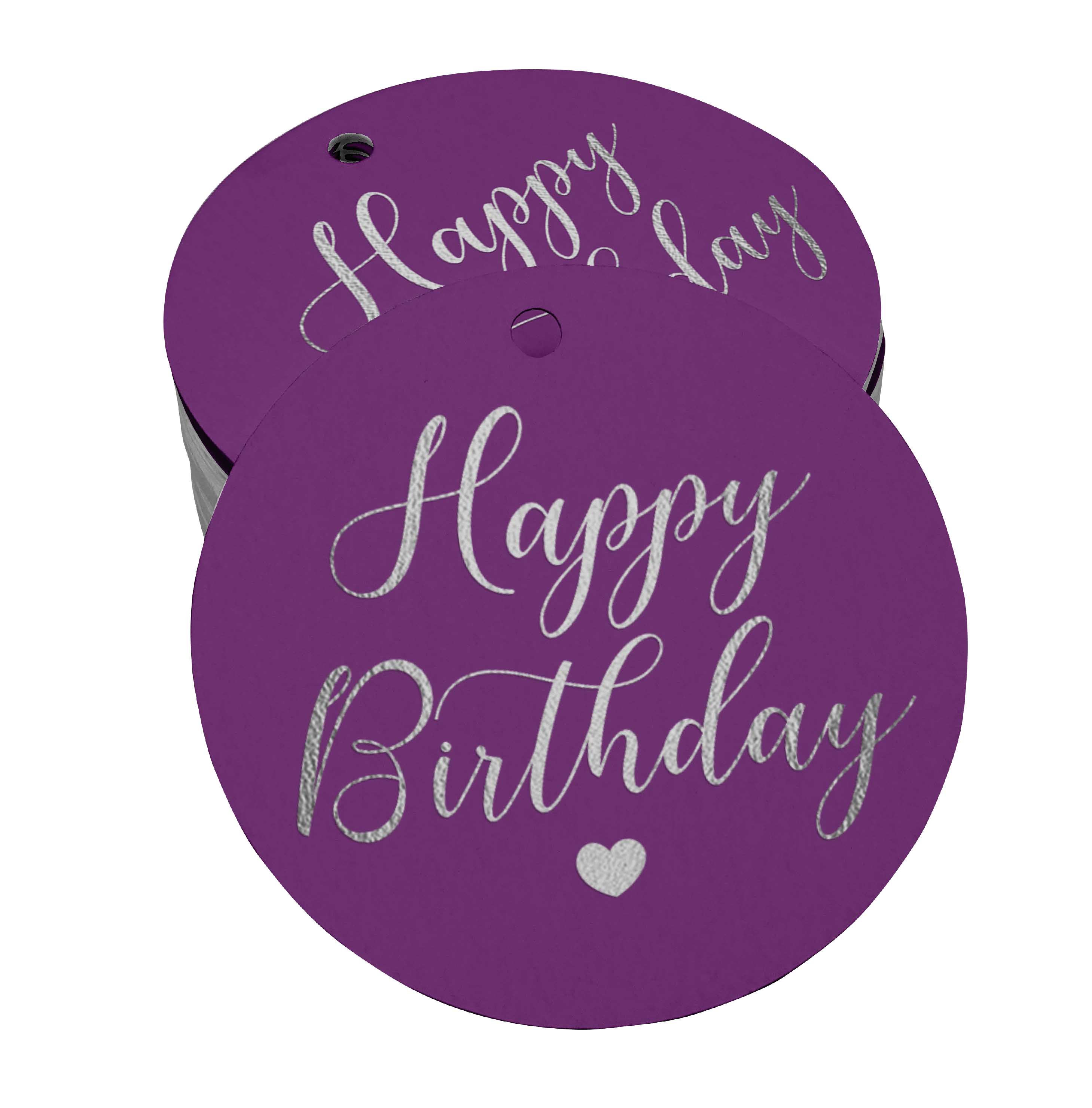 Inkdotpot 50 Pack Happy Birthday Favor Paper Tags Craft Real Silver Foil Hang Tags