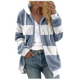 thumbnail image 2 of TIMIFIS Womens Winter Fuzzy Fleece Jacket Hooded Color Block Patchwork Cardigan Coats Outerwear Fashion-Light BlueFall/Winter, 2 of 5