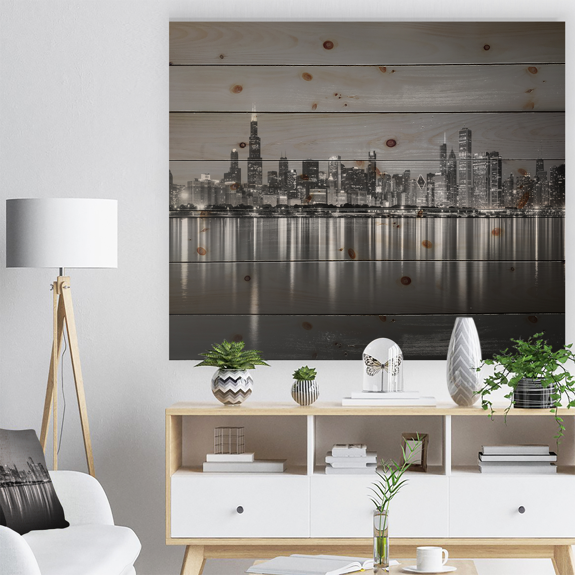 Tableau moderne imprimée sur toile Design Art chicago noir et blanc