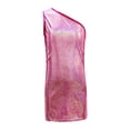 thumbnail image 4 of HXWCHs Robe Dos Nu Filles Robe à Paillettes Scintillantes Imprimée Ourlet Asymétrique Col Rond Sans Manches Tenue de Fête Élégante Décontractée Rose Vif 11-12 Ans, 4 of 4