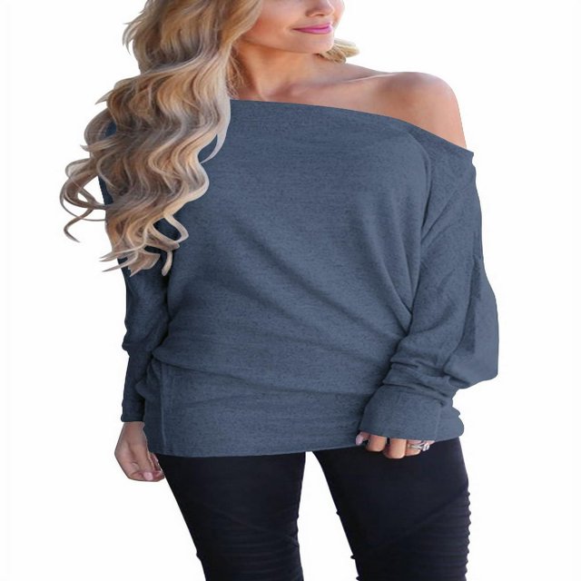 Off The Shoulder Tops Batwing Sleeve Oversized Tunic Pullover Sweatshirts(Women‘s)