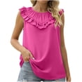 thumbnail image 1 of Diufon Women's Summer Sleeveless Tops Crewneck Ruffle Sleeve Pleated Basic Shirts Trendy Business Blouses, 1 of 7