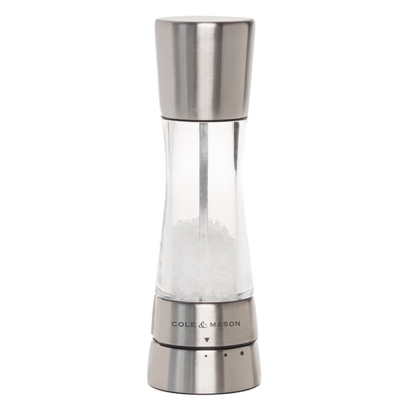 Cole & Mason Derwent Salt Mill - Stainless Steel Salt Grinder Mill - Salt Grinder with Gourmet Precision Mechanism & Premium Sea Salt - Stainless Steel