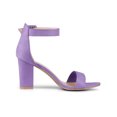 thumbnail image 3 of BLISSFUL STEP Women's Shoes Ankle Strap Block Heel Buckle Open Toe Sandals Purple 6, 3 of 7