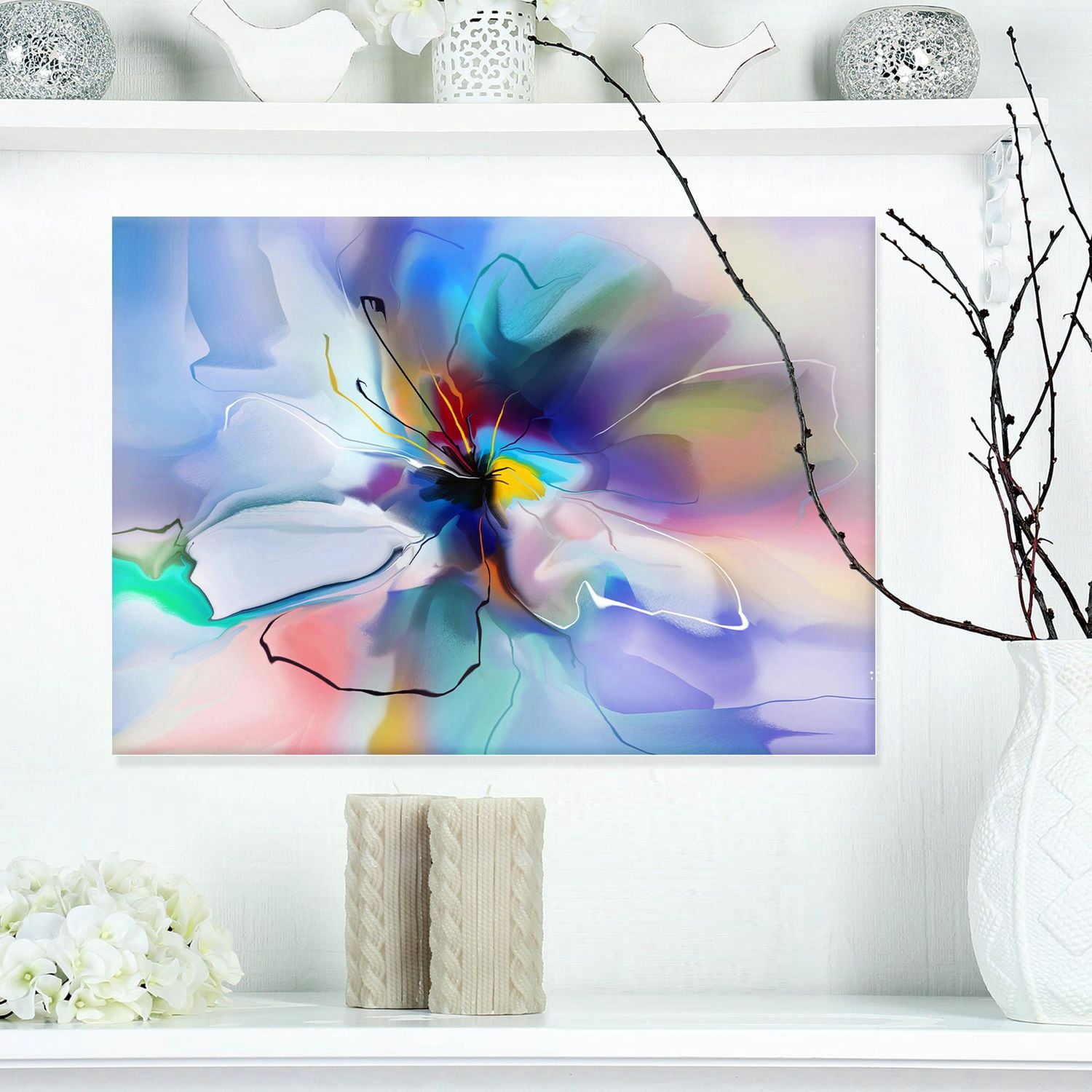 Designart Fleur bleue créative abstraite Art mural sur toile