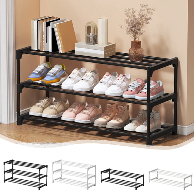 Sentmoon Shoe Rack for Closet Small Shoe Rack Shoe Rack Shoe Rack Storage Organizer with 3 Tiers Metal Shelves for Bedroom Closets Entry Dorm Room