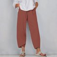 thumbnail image 1 of Women's Summer Comfortable Loose Wide Legged Fashion Solid Color Capris RXIRUCGD Marron, Taille: 5TG, 1 of 5