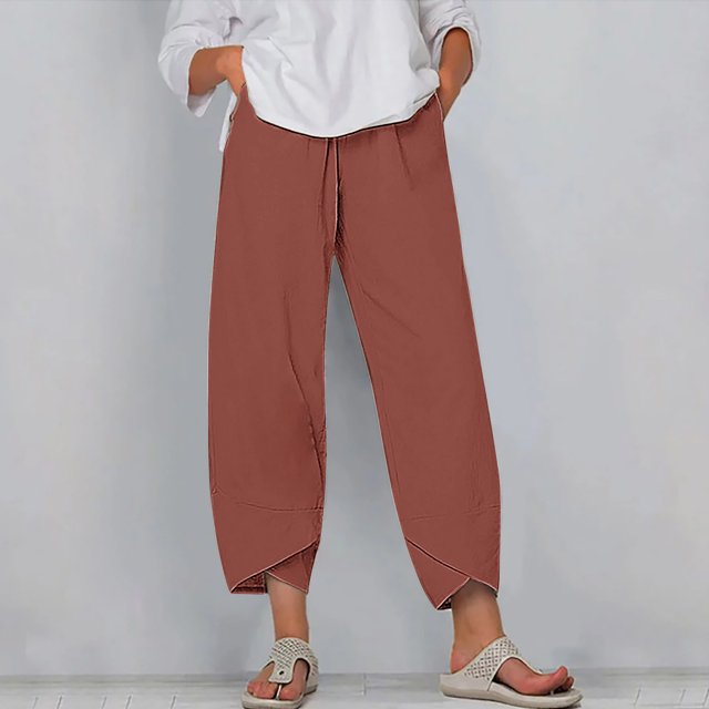 Women's Summer Comfortable Loose Wide Legged Fashion Solid Color Capris RXIRUCGD Marron, Taille: 5TG
