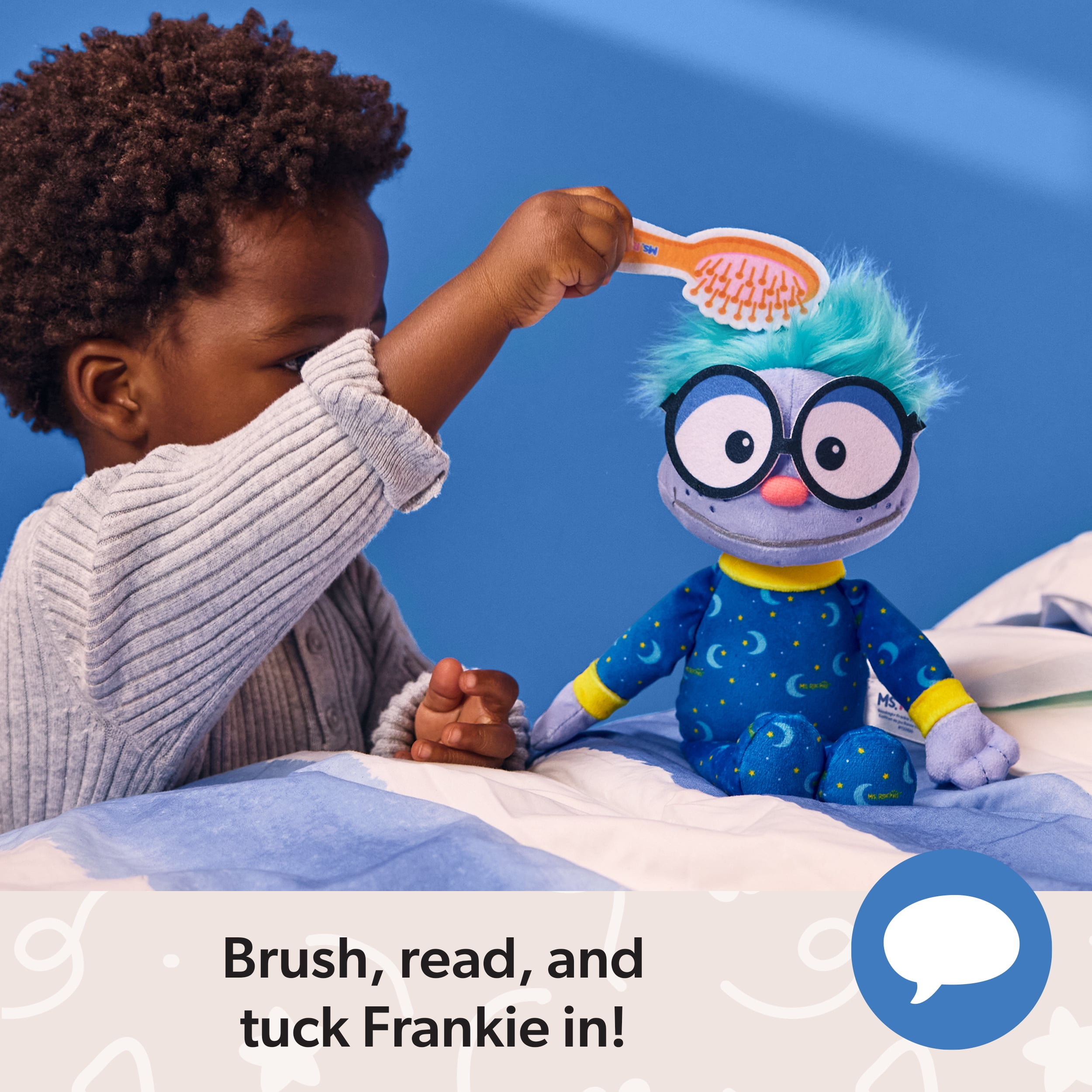 Ms. Rachel, Bonne nuit Frankie, Coffret pour le coucher, peluche de 27,9 cm avec sac de couchage et accessoires, jouets pour tout-petits, pour filles et garçons de 18 mois à 3 ans et plus