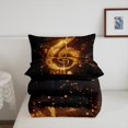 thumbnail image 4 of Musical Note Comforter Set Queen Size,Fashion Music Theme Starry Glitter Bedding Set 3 Pcs for Teens Adults,Romantic Neon Golden Sequins Print (Not Real) Down Comforter,2 Pillowcases, 4 of 6