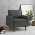 thumbnail image 2 of HOMCOM Fabric Accent Chair Modern Armchair w/ Metal Legs Side Pockets Grey, 2 of 10