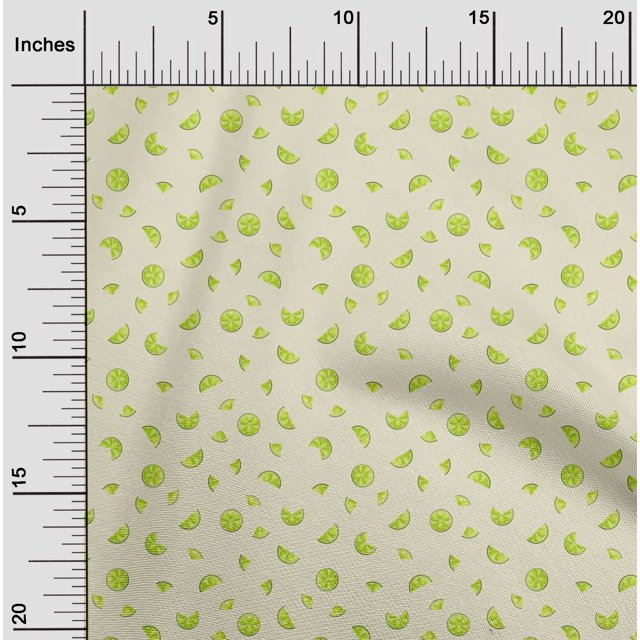 oneOone Tissu Popeline de Coton Imprimé de Tranches de Citron par Yard 42 Pouces de Large