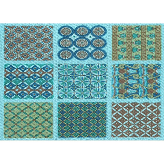 Ahgly Tapis Rectangulaire Lavable en Machine Turquoise Vert, 5 Pieds x 7 Pieds