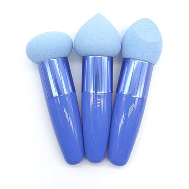 3Pcs Makeup Sponge Wedge Sponges with Handle Cosmetic Puff Beauty Sponge Stick
