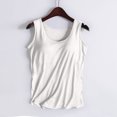 thumbnail image 2 of UPPADA Débardeurs pour Femmes en Modal Rembourré avec Soutien-Gorge Intégré, Col Rond, Camisole Sans Manches avec Soutien-Gorge Sans Armatures, Chandails Ajustés Décontractés, T-Shirt, Grande Taille, Hauts Confortables, Débardeurs d'Été pour Femmes 2025 Blanc, G, 2 of 7