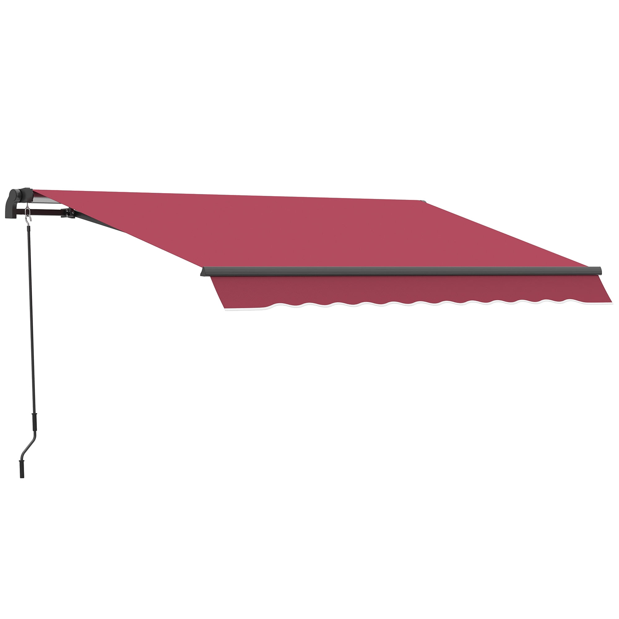 Outsunny Auvent Rétractable Manuel 10 Pieds x 8 Pieds avec Manivelle, Rouge