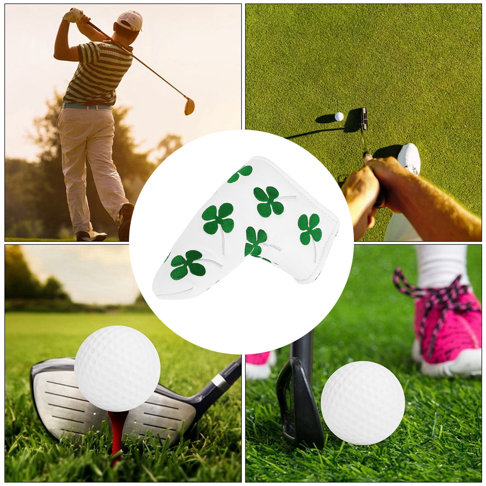 Golf Putter Head Cover, Thick Plush Lining Protective Golf Blade Putter Cover  for Outdoor White,Black