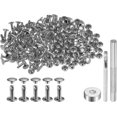 thumbnail image 1 of 200 Sets Leather Rivets 12 x 8mm Metal Double Cap Rivet Snaps Studs Fasteners with 3pcs Setting Tools Rivets for Leather Craft DIY Repair Decoration, Silver Tone, 1 of 7