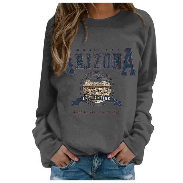 HNMKIU Crewneck Sweatshirt Women Fall/Winter Print Sweatshirt Without Hoodie