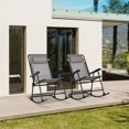 thumbnail image 2 of Outsunny 2pc Patio Foldable Rocking Chair Set w/ Breathable Mesh Seat & Backrest, Padded Headrest for Park, Backyard, Garden, Grey, 2 of 10