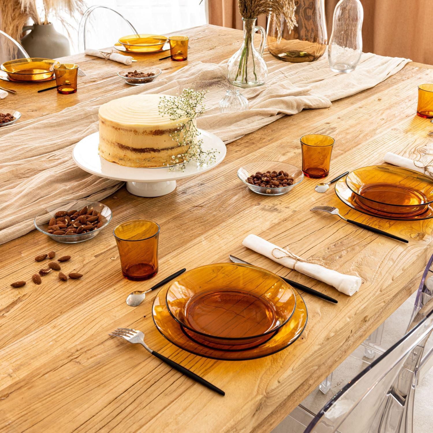 Duralex Picardie Assiette Plate Ambre 23 cm, Ensemble de 6
