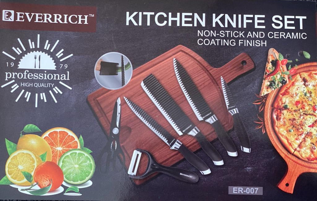 EVERRICH  NON-STICK  KITCHEN KNIFE SET, 7PCS