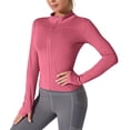 thumbnail image 5 of Tenues Rouges à Manches Longues pour Femmes Automne Hiver Col Ras du Cou Imprimé Soleil Tunique Ajustée Entraînement Gym Yoga Brunch Jogger Sortie Protection Solaire Veste Manteau Basique Femmes 2025 m, 5 of 5