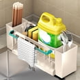 thumbnail image 4 of Pisexur Sponge Kitchen Sink Caddy Organizer Brush Sink Sponge With Auto Draining Tray Beige, 4 of 8