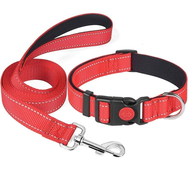 YOPTOP Pet Collars Puppy Leash Dog Collars for Small Medium Large Dogs with Leash Sets for Daily Walks(Red),red,M