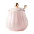 thumbnail image 1 of Sugar Bowl With Lid And Spoon, Ceramic Sugar Storage Jar, Porcelain Sugar Pot-Pink-300ml, 1 of 7