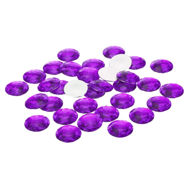 Unique Bargains 30mm Flat Back Round Acrylic Rhinestones, 50 Pack Plastic Circle Gems for Jewelry Making Costume, Purple