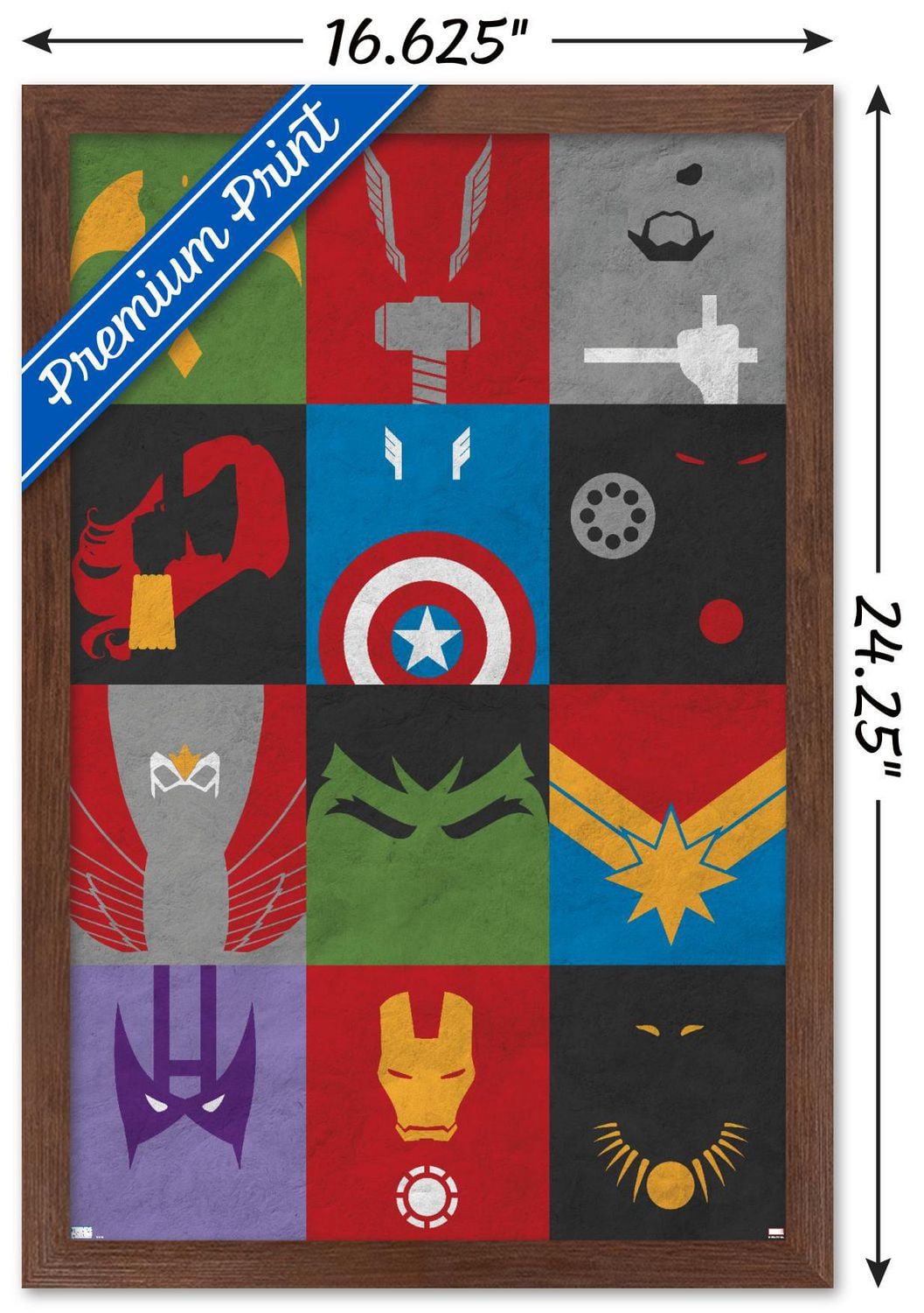 Marvel Comics - Avengers Minimalist Grid Wall Poster, 14.725" x 22.375" Framed