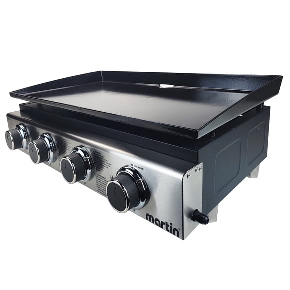 Martin MGP-24 Tabletop Propane Griddle - 4-Burner Portable Flat Top Grill, Gas Plancha BBQ for Outdoor Cooking, Camping Kitchen, Tailgating