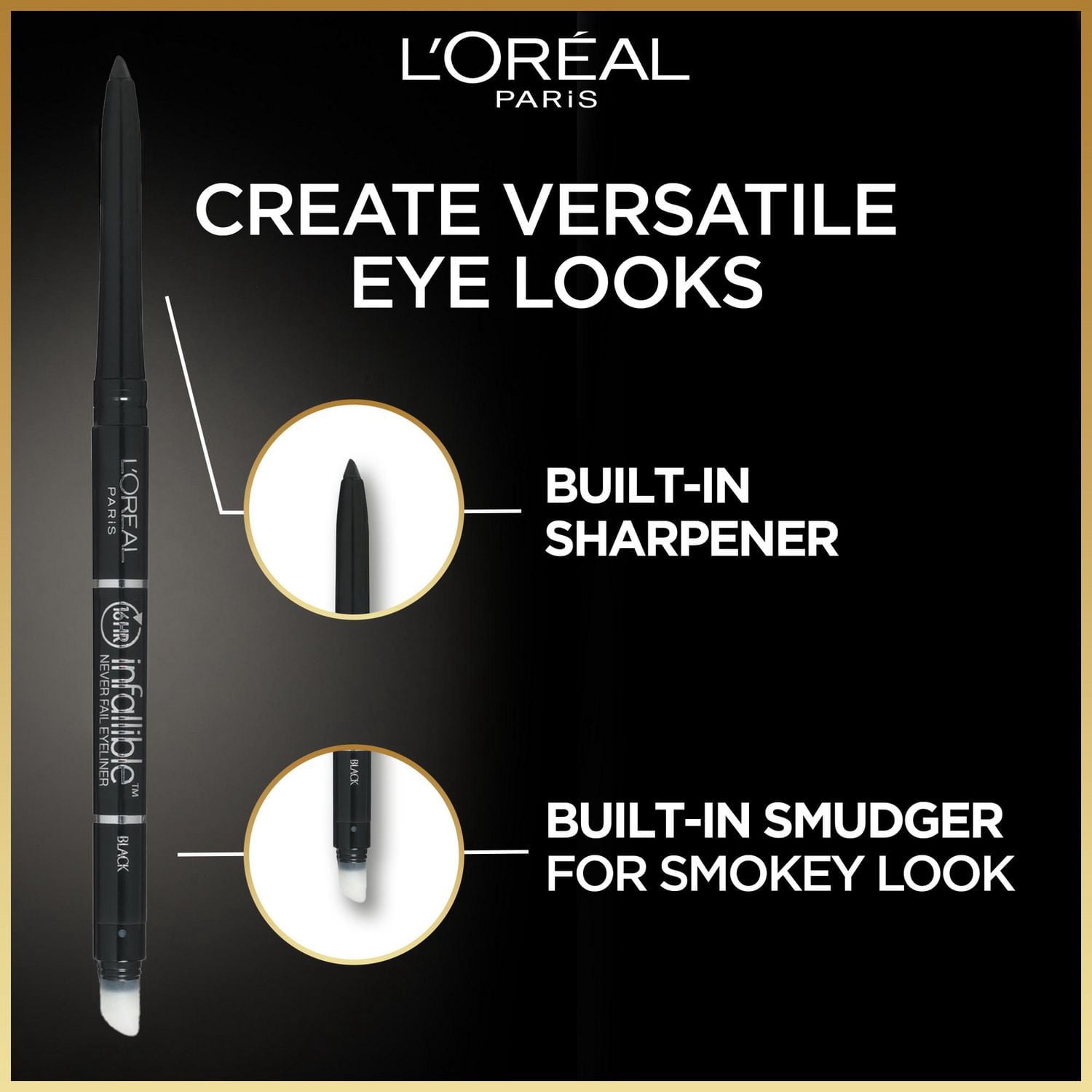 L'Oréal Paris Traceur Infallible Original, Crayon traceur mécanique avec estompeur intégré, Marine