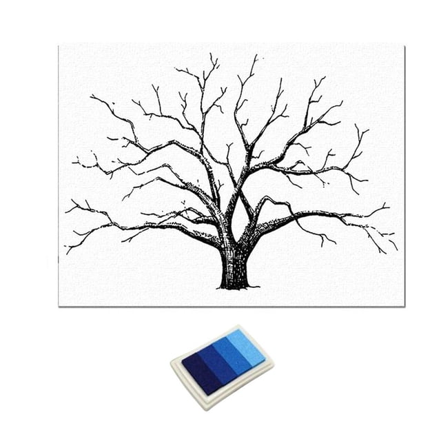 Abbracc Large Wedding Thumbprint Tree Guest Book 12x16" Blue