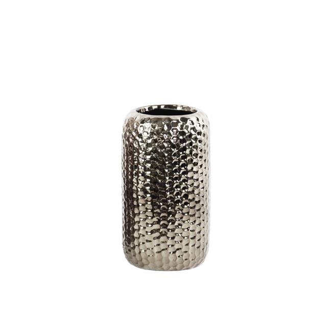 Collection Tendances Urbaines 24477 Vase Rond en Céramique Petit Chromé Poli Fendue - Argent