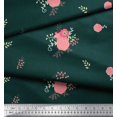 thumbnail image 3 of Soimoi Blue polyester Crepe Fabric Leaves & Pink Floral Decor Fabric Printed BTY 42 Inch Wide, 3 of 3