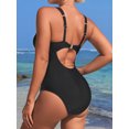 thumbnail image 5 of Charmo Retro Plunge V Neck One Piece Swimsuit for Womens Ruched Tummy Control Swimwear, 5 of 5