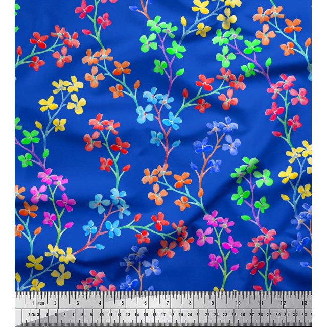 Soimoi Rayon Fabric Lilac Floral Print Fabric by Yard 56 Inch Wide