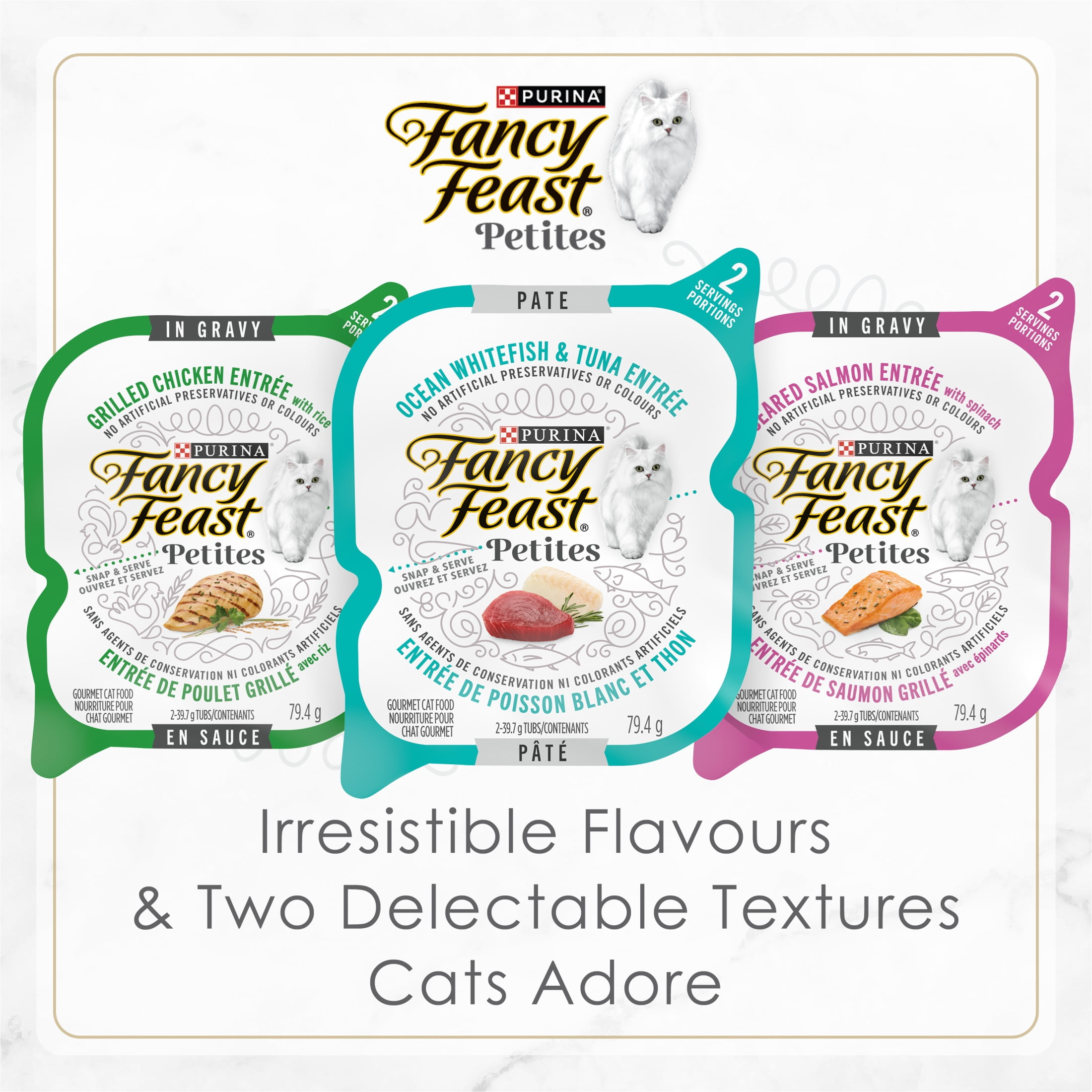 Fancy Feast Petites Seared Salmon Entrée with Spinach in Gravy, Wet Cat Food 79.4g