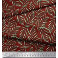 thumbnail image 2 of Soimoi Red Poly Georgette Fabric Pine Leaves Print Fabric by the Yard 52 Inch Wide, 2 of 3