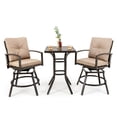 thumbnail image 1 of Costway Patio 3pcs Swivel Bar Height Bistro Set Cushioned Table Stools Furniture Outdoor, 1 of 10