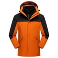 thumbnail image 1 of Pisexur Vestes pour Hommes Manteaux Confortables pour Hommes Unisexe à Capuche Manches Longues Patchwork Fermeture Éclair Coque Rigide Polaire Randonnée Manteau Orange,G, 1 of 6