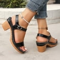 thumbnail image 2 of Women's Heeled Sandals Ankle Strap Strappy Square Open Toe Heels Sandals Summer Shoes, 2 of 6