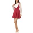 thumbnail image 2 of Unique Bargains Jupe à Bretelles pour Femme, Décor de Boutons, Ourlet Évasé, Robe au-Dessus du Genou, Rouge Foncé, TG, 2 of 5